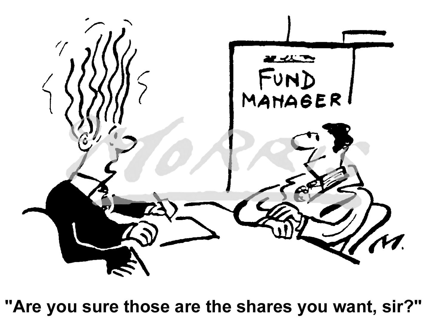 Shares cartoon, Financial cartoon, Fund Manager cartoon