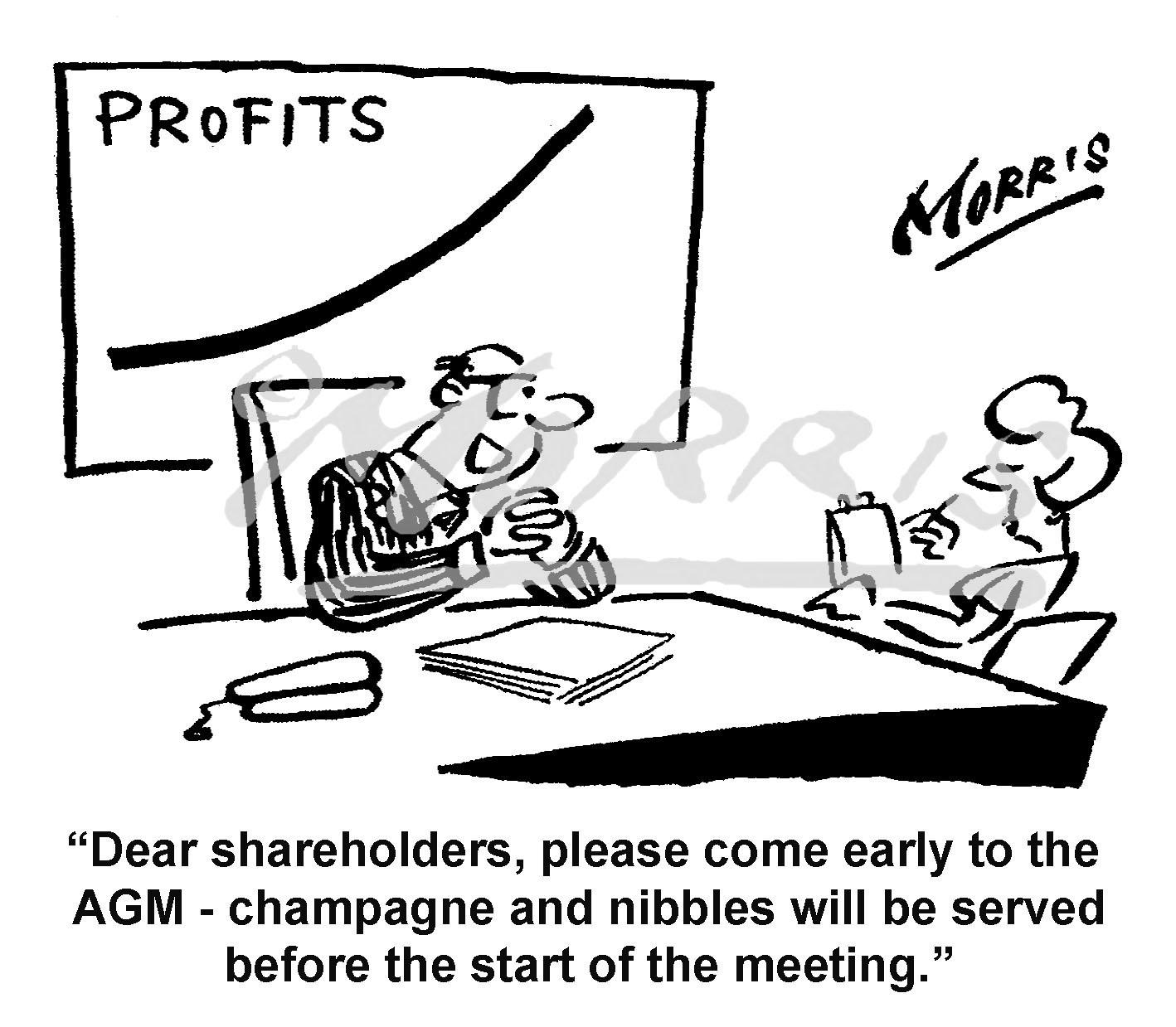 Chairman cartoon, shareholders cartoon – Ref: 8500bw | Business cartoons
